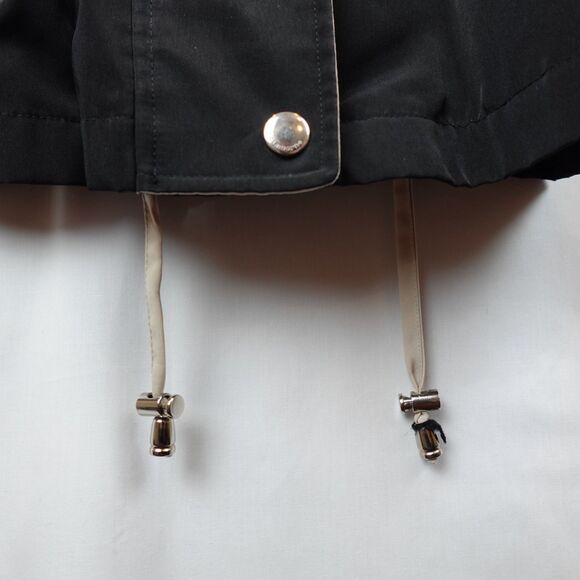 Liz Claiborne Raincoat Utility Jacket Women's Size Large Black Zip & Snap Fall - Picture 15 of 15